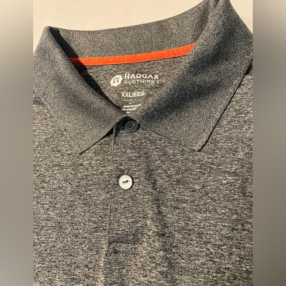 Haggar Clothing men’s knit golf shirt - short sleeve - gray/2 button - XXL-EEG